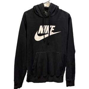 Nike Men's Black and White Logo Hoodie